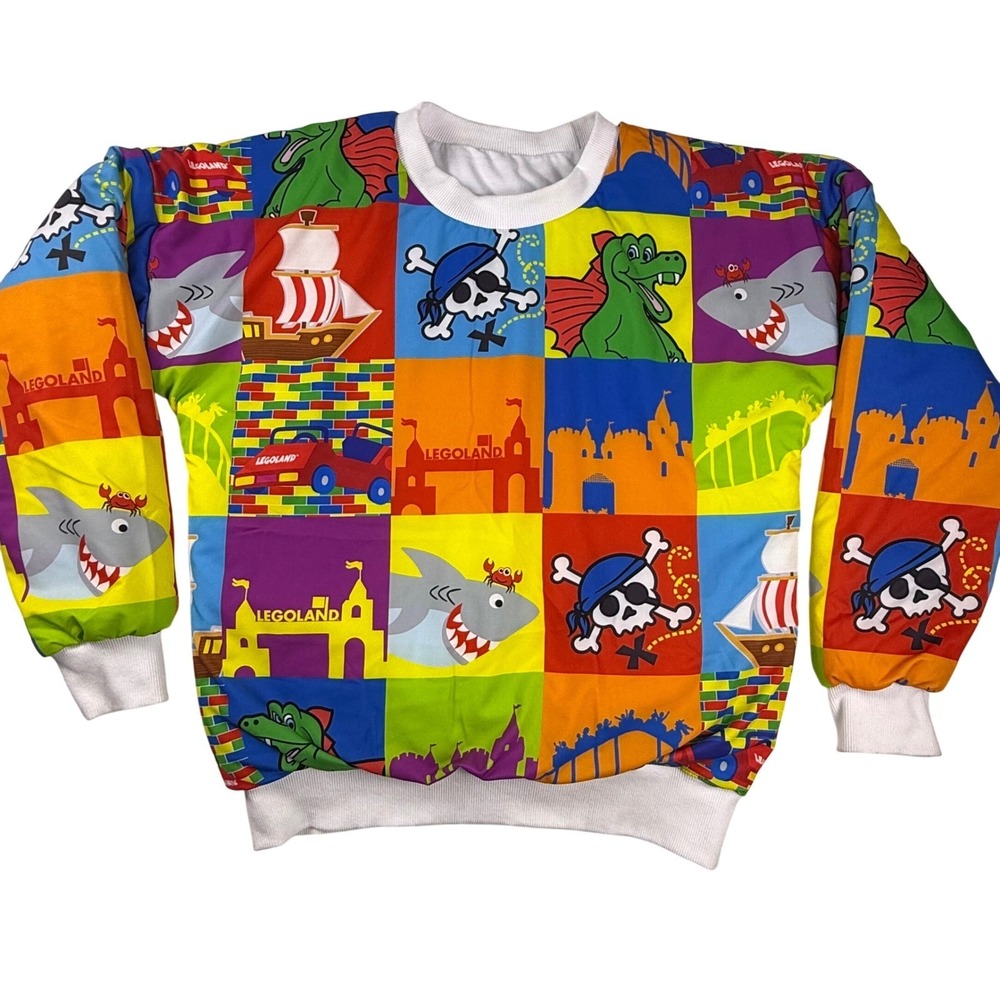 Legoland Vintage Colorful Graphic Print Crewneck Reversible‎ Sweatshirt *READ